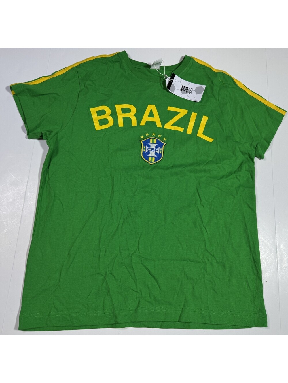 Brazil National Football Soccer Team T Shirt Embroidered CBF Crest Mens M NWT